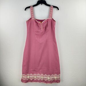 Vintage Cynthia Steffe Pink Sleeveless‎ Dress Size M Lined Slip Zip USA Crochet